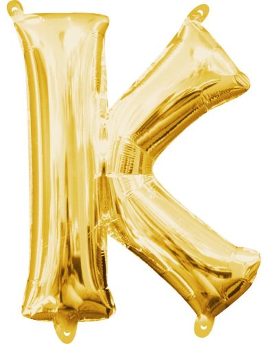 Gold, Arany mini K betű fólia lufi 33 cm