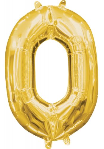 Gold, Arany mini szám fólia lufi 0-ás 40 cm