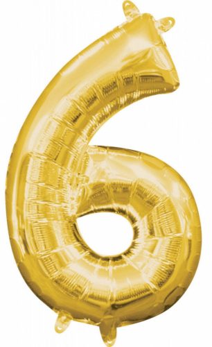Gold, Arany mini szám fólia lufi 6-os 40 cm