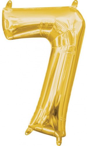 Gold, Arany mini szám fólia lufi 7-es 40 cm