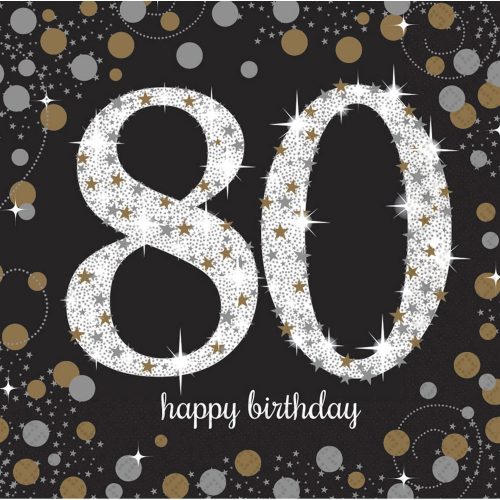 Happy Birthday 80 Gold szalvéta 16 db-os 33x33 cm