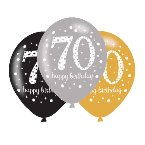 Happy Birthday 70 léggömb, lufi 6 db-os