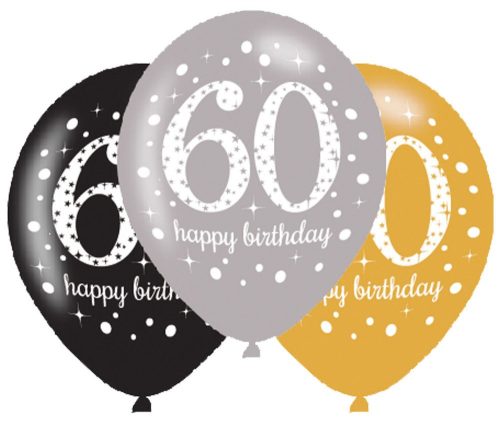 Happy Birthday 60 léggömb, lufi 6 db-os