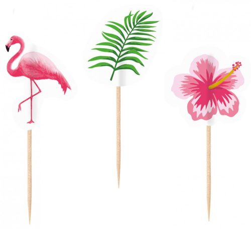 Flamingó koktél díszítő pálca 20 db-os