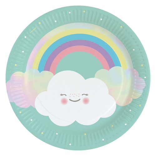 Szivárvány és Felhő Rainbow and Cloud papírtányér 8 db-os 23 cm