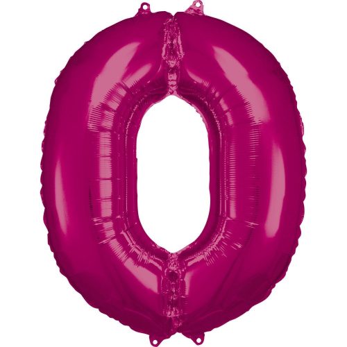 Pink óriás szám fólia lufi 0-ás, 88*66 cm