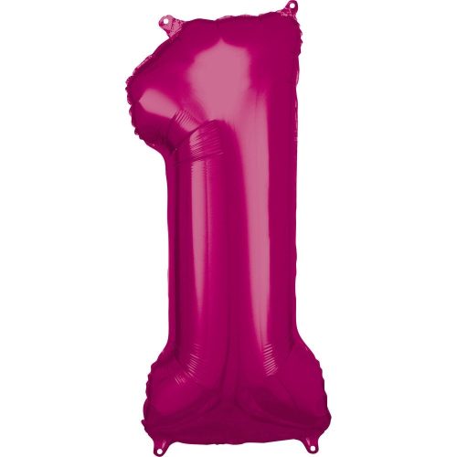 Pink óriás szám fólia lufi 1-es, 86*33 cm