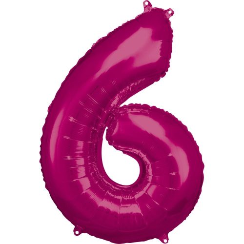 Pink óriás szám fólia lufi 6-os, 88*55 cm