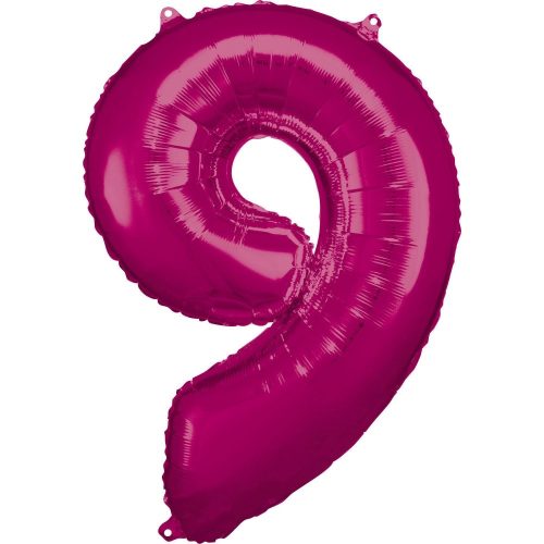Pink óriás szám fólia lufi 9-es, 86*63 cm