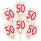 Happy Birthday 50 Droplets konfettivel töltött léggömb, lufi 6 db-os 11 inch (27,5 cm)