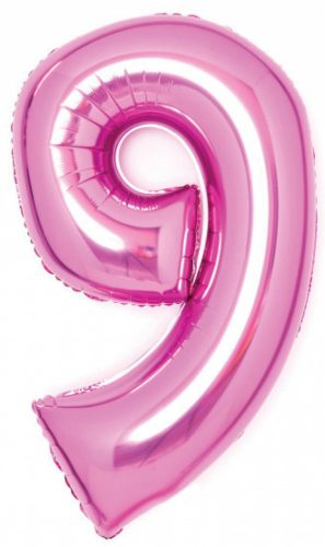 Pink, Rózsaszín 9-es szám fólia lufi 66 cm