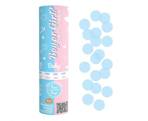 Boy or Girl konfetti kilövő 15 cm kék konfettivel
