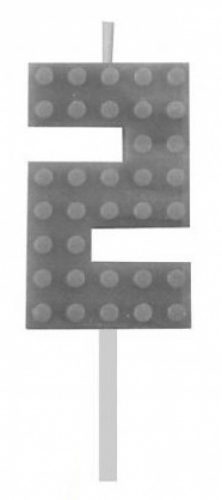 Építőkocka 2-es Grey Blocks tortagyertya, számgyertya