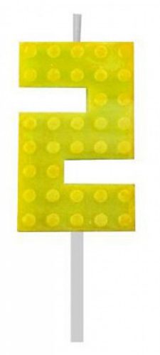 Építőkocka 2-es Yellow Blocks tortagyertya, számgyertya