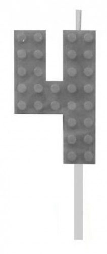Építőkocka 4-es Grey Blocks tortagyertya, számgyertya