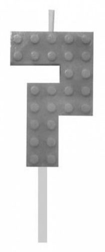 Építőkocka 7-es Grey Blocks tortagyertya, számgyertya