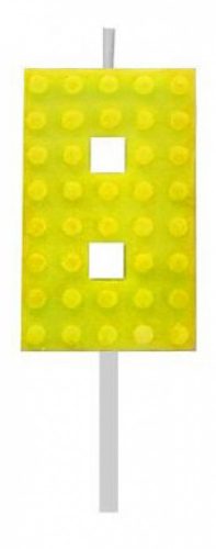 Építőkocka 8-as Yellow Blocks tortagyertya, számgyertya