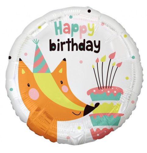 Róka Happy Birthday Fox fólia lufi 36 cm