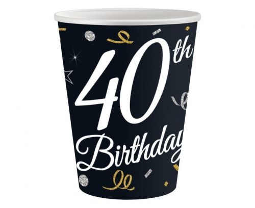 Happy Birthday 40 B&C papír pohár 6 db-os 200 ml