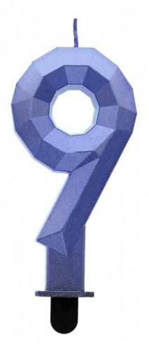 Kék 9-es Diamond Metallic számgyertya, tortagyertya