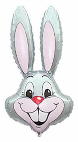 Grey Rabbit, Szürke Nyuszifej fólia lufi 36 cm (WP)