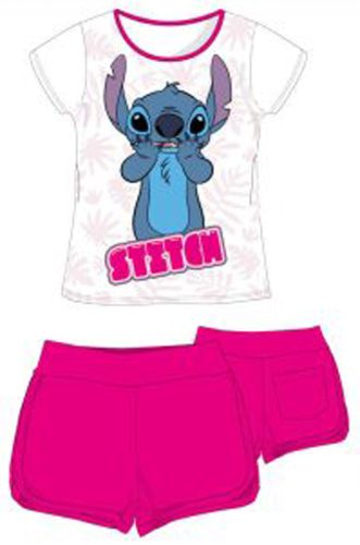 Disney Lilo és Stitch pamut nyári együttes lányoknak - póló-rövidnadrág szett - pink 12 év/152 cm