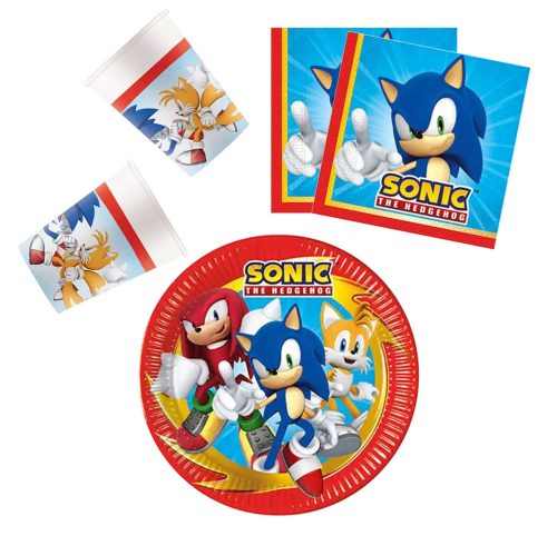 Sonic a sündisznó Sega party szett 36 db-os 23 cm-es tányérral
