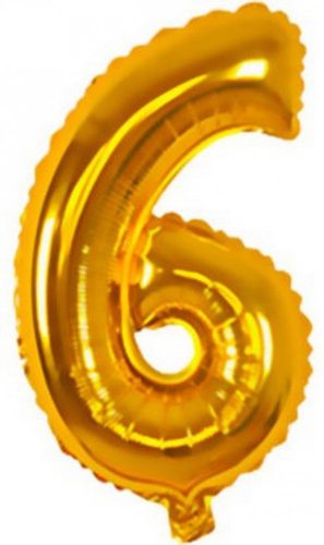 Gold, Arany mini 6-os szám fólia lufi 35 cm