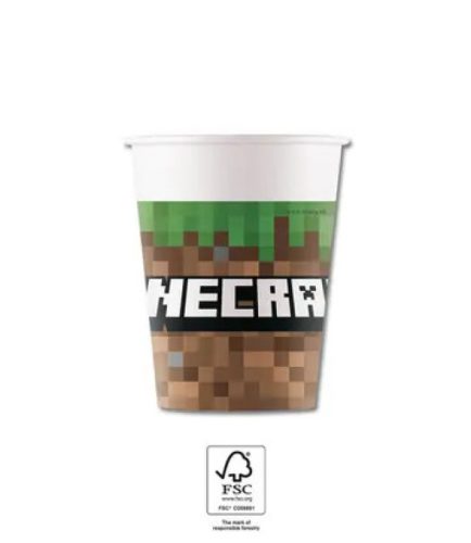 Minecraft Green papír pohár 8 db-os 200 ml FSC