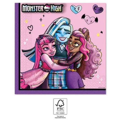 Monster High Friends szalvéta 20 db-os 33x33 cm FSC