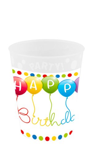 Happy Birthday Streamers micro prémium műanyag pohár 250 ml