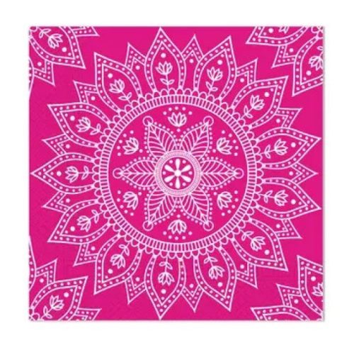 Mandala Fuchsia White szalvéta 20 db-os, 33x33 cm FSC