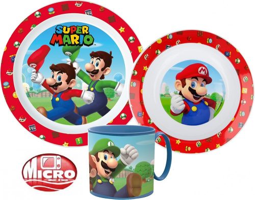 Super Mario étkészlet, micro műanyag szett